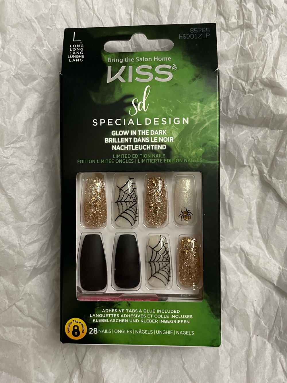 KISS press on nails Halloween goth nail kit long